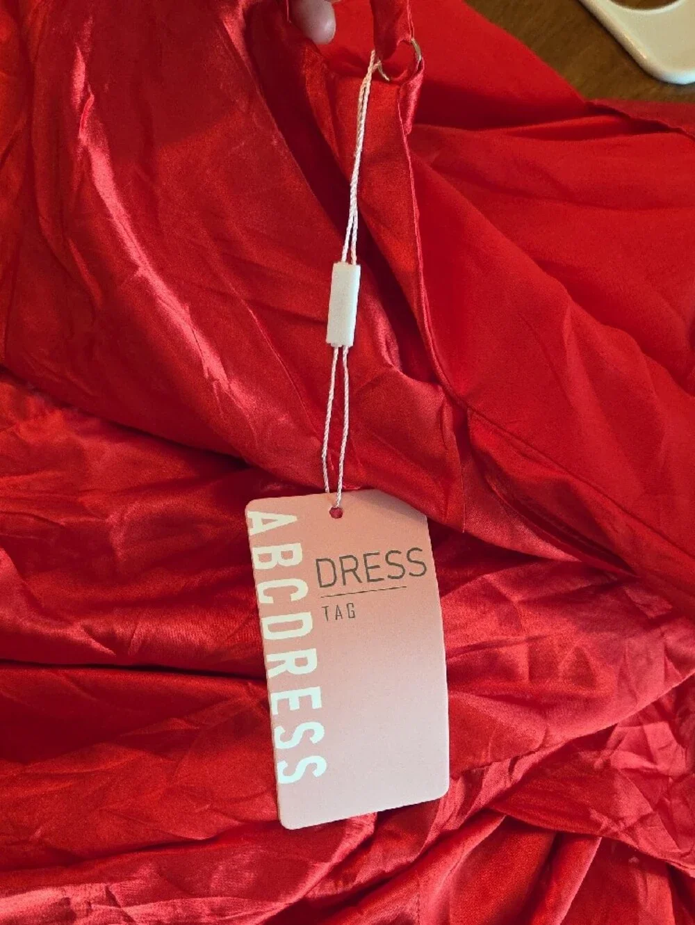 Red Satin Ruffle Slip Dress - Picture 3 of 4